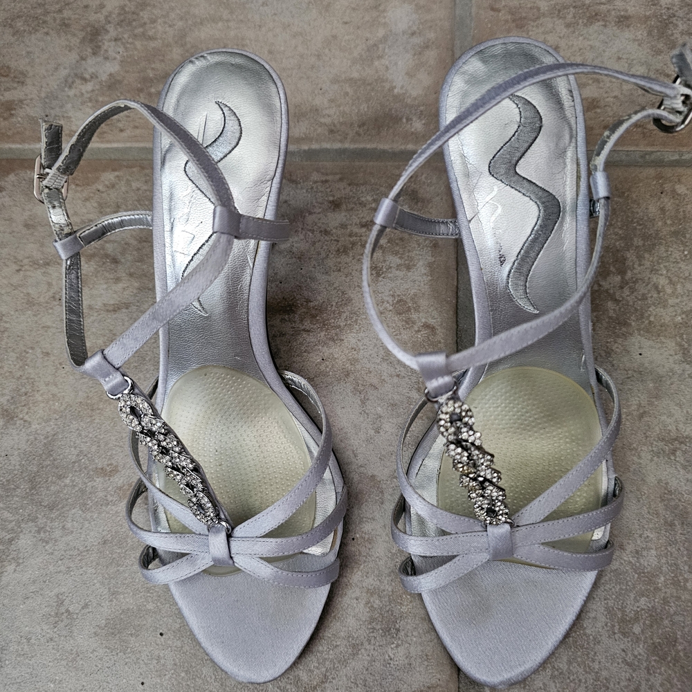 Nina Metallic Strappy Heels with Sparkling Accents